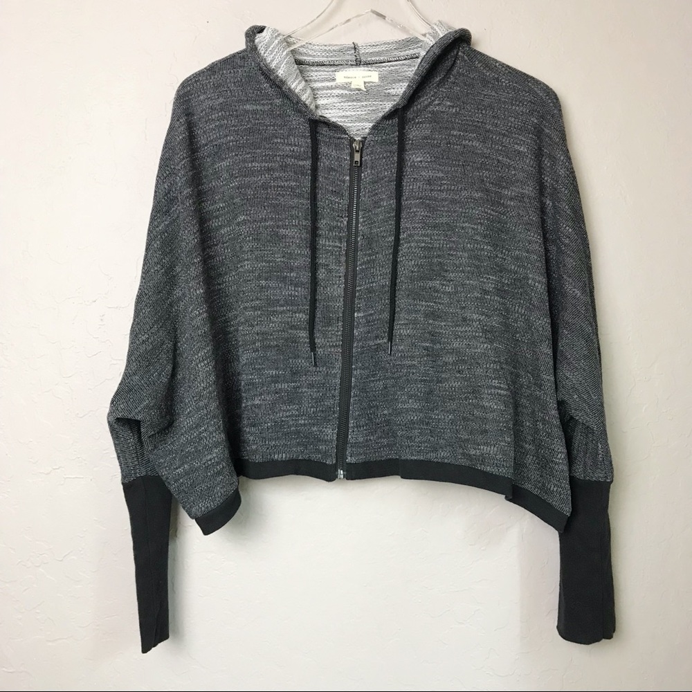 Silence + Noise Cropped Spacedye Grey Hoodie Sz M